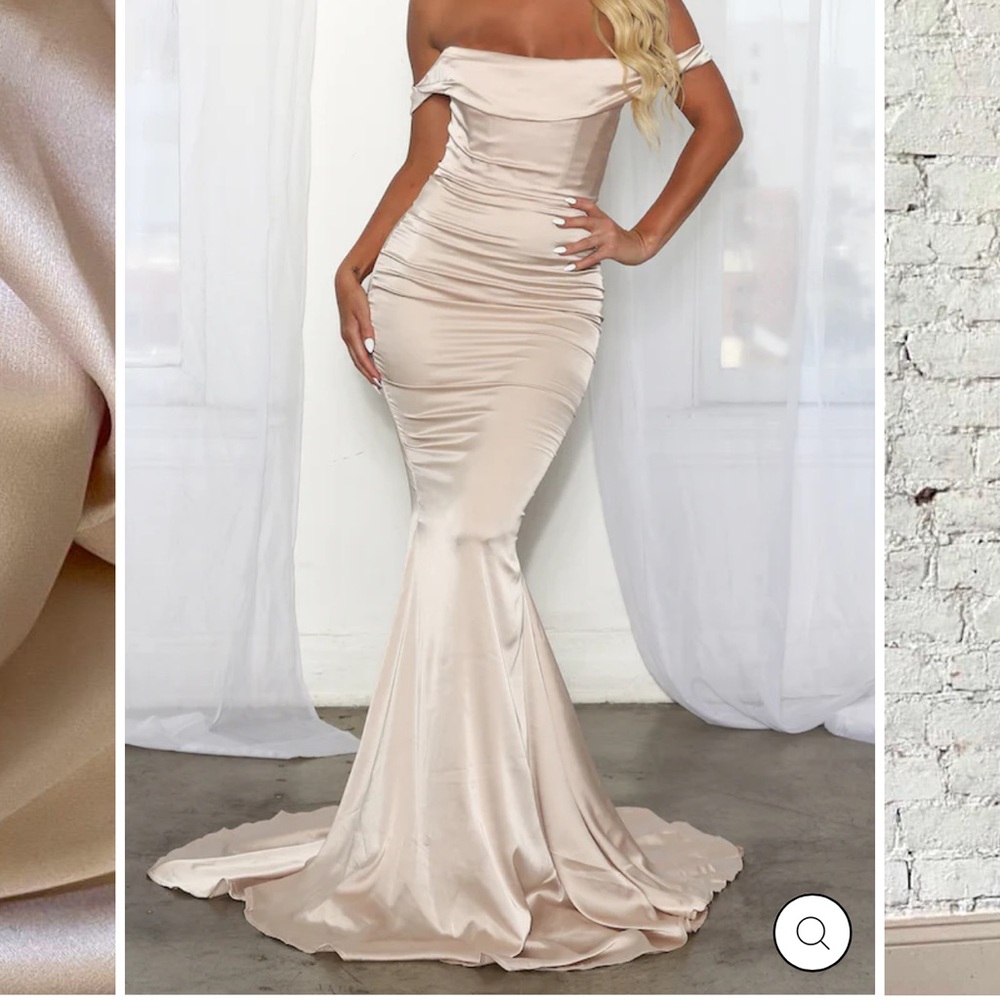 MODA GLAM - DELILAH GOWN Elegant Off-Shoulder Cream Dress - PROM DRESS